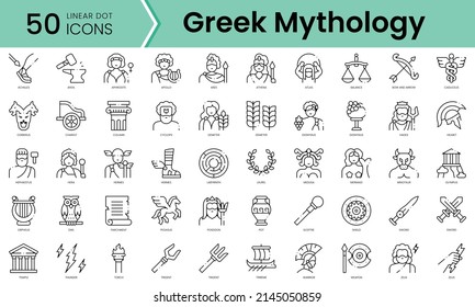 Set Of Greek Mythology Icons. Line Art Style Icons Bundle. Vector Illustration