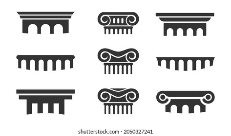 A set of Greek and Roman columns. Design elements for a logo.