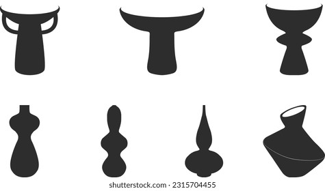 Set of Greek Vases illustration with black color 
on white background. clean and modern contemporary design.