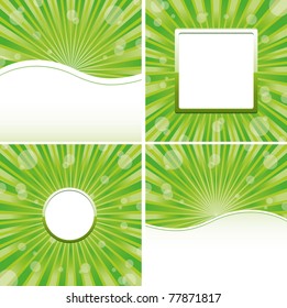 Set of green abstract backgrounds, vector illustration