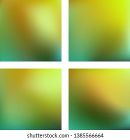 Set with green abstract blurred backgrounds. Vector illustration. Modern geometrical backdrop. Abstract template.
