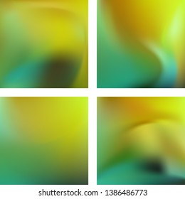 Set with green abstract blurred backgrounds. Vector illustration. Modern geometrical backdrop. Abstract template.