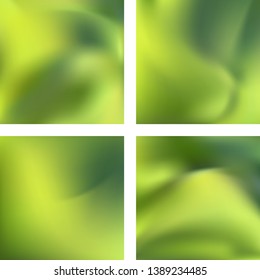 Set with green abstract blurred backgrounds. Vector illustration. Modern geometrical backdrop. Abstract template.