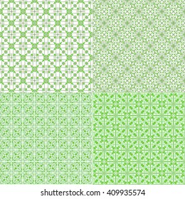 Set of Green abstract patterns. Seamless vector illustration. For design, wallpaper, textile, presentation,