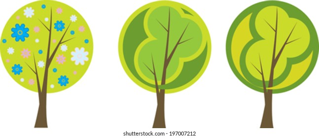 Set of green abstract trees