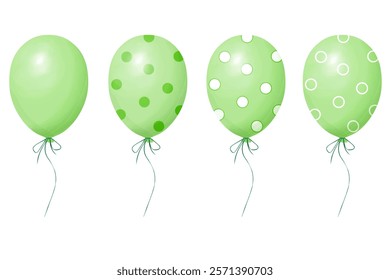 Set of green air balloons. Vector balloon, isolated