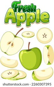 Set of green apple fruit illustration