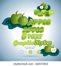 Set of Green Apple Graphic Styles for Design. Graphic styles can be use for decor, text, title, cards, events, posters, icons, logo and other. 