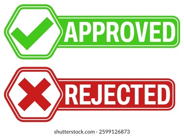 Set green approved and red rejected sign label design vector illustration