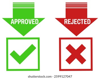 Set green approved and red rejected sign label design vector illustration