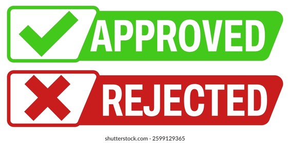 Set green approved and red rejected sign label design vector illustration