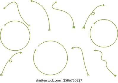 Set of Green Arrow on Isolated White