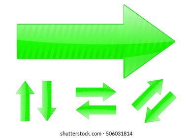 Set of green arrows. Vector illustration isolated on white background