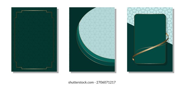 Conjunto de fondo verde en tamaño A4. Diseño de Vector de cubierta verde de lujo. Patrón verde. Traje para el Anuncio, cubierta, premio, certificado, y otros