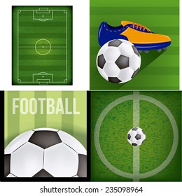 a set of green backgrounds with different soccer elements