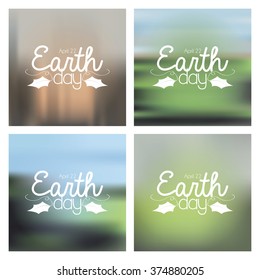 Set of green backgrounds with text for earth day
