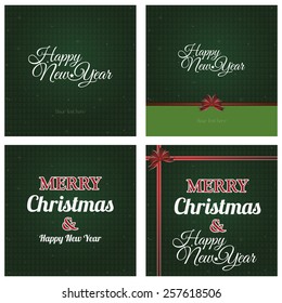 a set of green backgrounds with text and stars for winter holidays