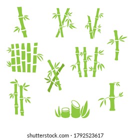 Bamboo Stalks Leaves Vector Icons Asian Stock Vector (Royalty Free ...