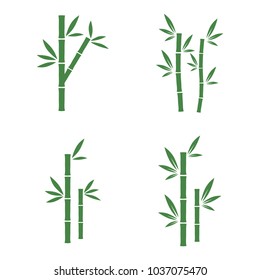 set of green bamboo vector illustration 