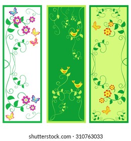 Set of green banner backgrounds