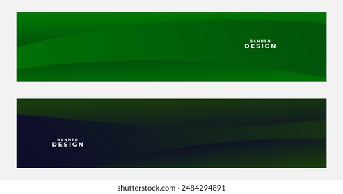conjunto de Anuncios verdes con fondo de degradado abstracto con curva