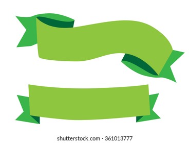 Set of green banners, ribbons
