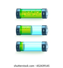 set of green battery level indicators. Vector illustration