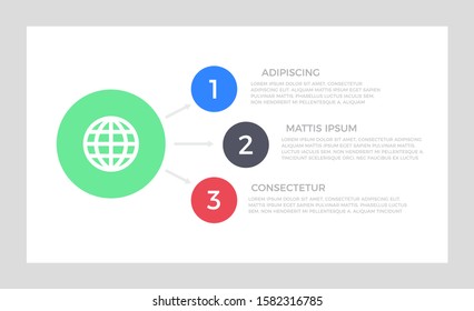 Set of green and black, blue, red elements for infographic presentation slides with charts, graphs, steps, circles, arrows, number options.