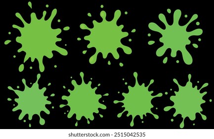 set of green blots.vector illustration on black background