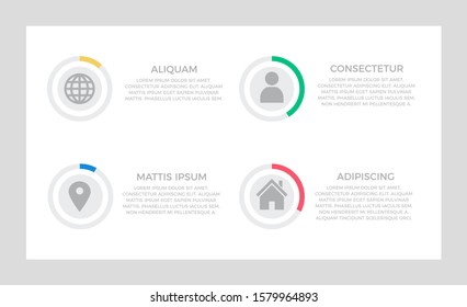 Set of green and blue, orange, red elements for infographic presentation slides. Charts, graphs, steps, circles. Leaflet, corporate report, marketing, advertising design.