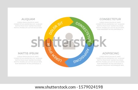 Set of green, blue, orange and yellow elements for infographic presentation slides. Charts, graphs, steps, circles, arrows. Leaflet, corporate report, marketing, advertising, book cover design.