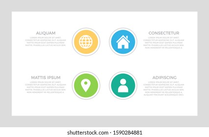 Set of green and blue, turquoise, orange elements for infographic presentation slides with steps, circles.
