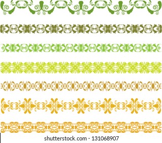 set of green borders with leaves