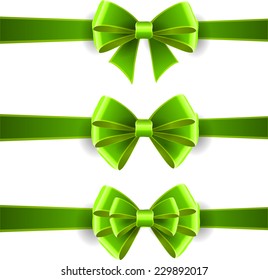 Set of green bows isolated on white