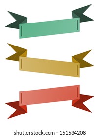 The set of green, brown and red blank ribbons / The set of ribbons / Ribbons