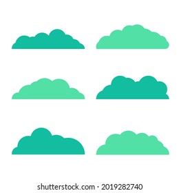 Set of green bush vector illustration in flat design style. 