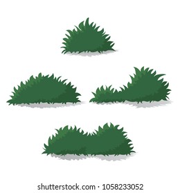 Set of green bushes. Natural elements vector illustration.