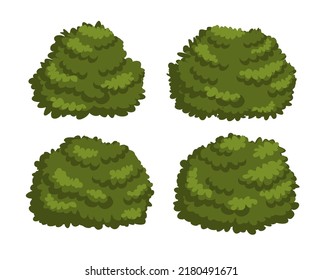 Set of green bushes vector, green landscape elements