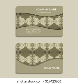 set of green business cards with geometric pattern, for greeting, invitation card, or cover. Vector illustration