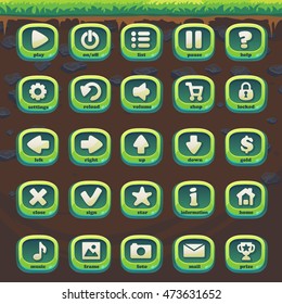 Establecer botones verdes de Feed the fox GUI match 3 para el juego de video web