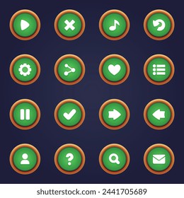 Set of green buttons for mobile games game green interface cartoon ui buttons set ui elements