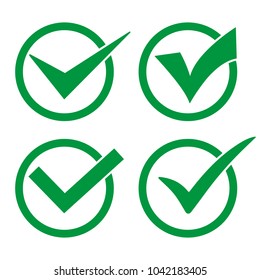 set Green Check Mark Icon Vector Illustration