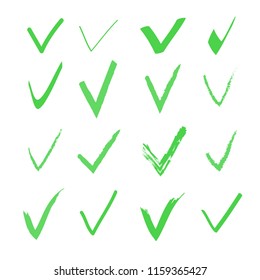 Set green check mark icon. tick logo symbol Collection in  green color.