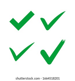 Set of Green check mark icon. Tick symbol in green color, vector illustration.