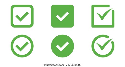 set of green check mark icon