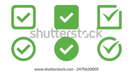 set of green check mark icon