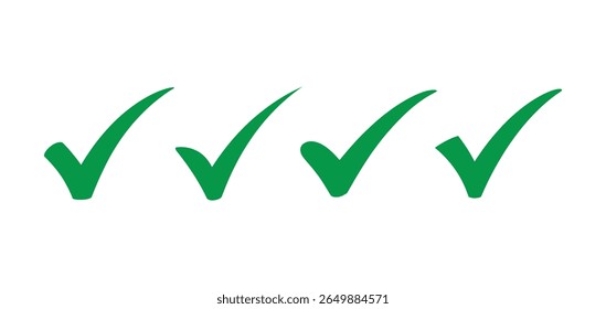 Set of Green Check Marks, Approval and Confirmation Icons Vector