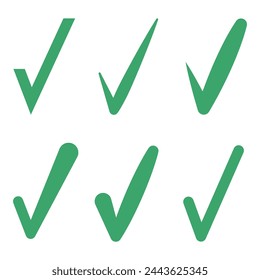 Conjunto de marcas de verificación verdes para su uso en el diseño gráfico