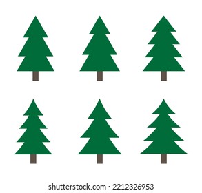 Set of green Christmas tree illustration. Fir Tree vector illustration and icon.