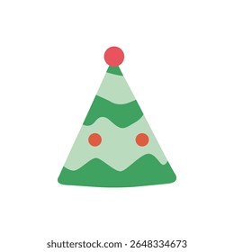 set of green christmas tree with red balls. flat vector illustration isolated on white background.